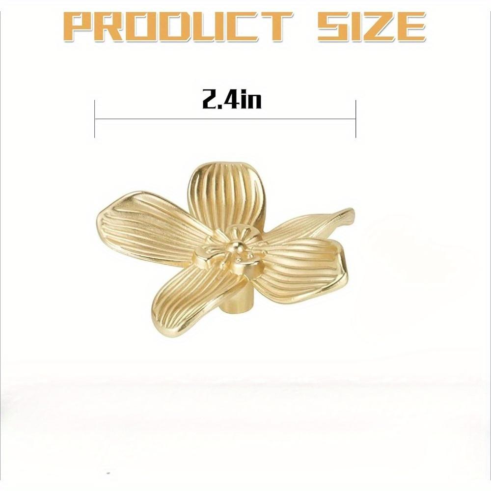 4pcs Flower Drawer Knobs Flower Cabinet Knobs Dresser Knobs 2.4 Inch (61mm) Gold Cabinet Door Knobs