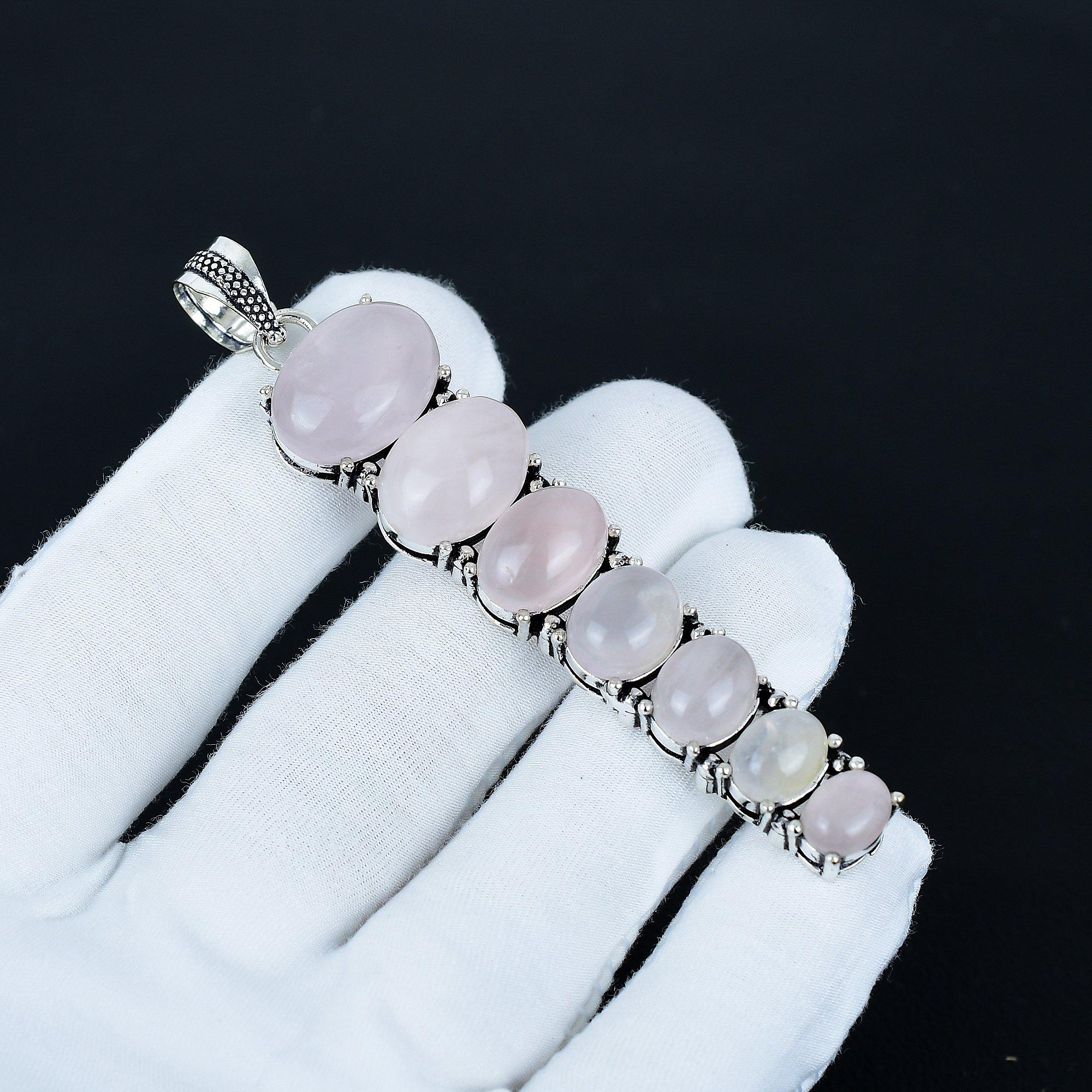 

Подвеска из натурального розового кварца, Подвеска из стерлингового серебра 925 пробы, Подвеска ручной работы, Антикварная подвеска, Подвеска с драгоценным камнем розовый кварц, Подарок на годовщину 3.14 розовый