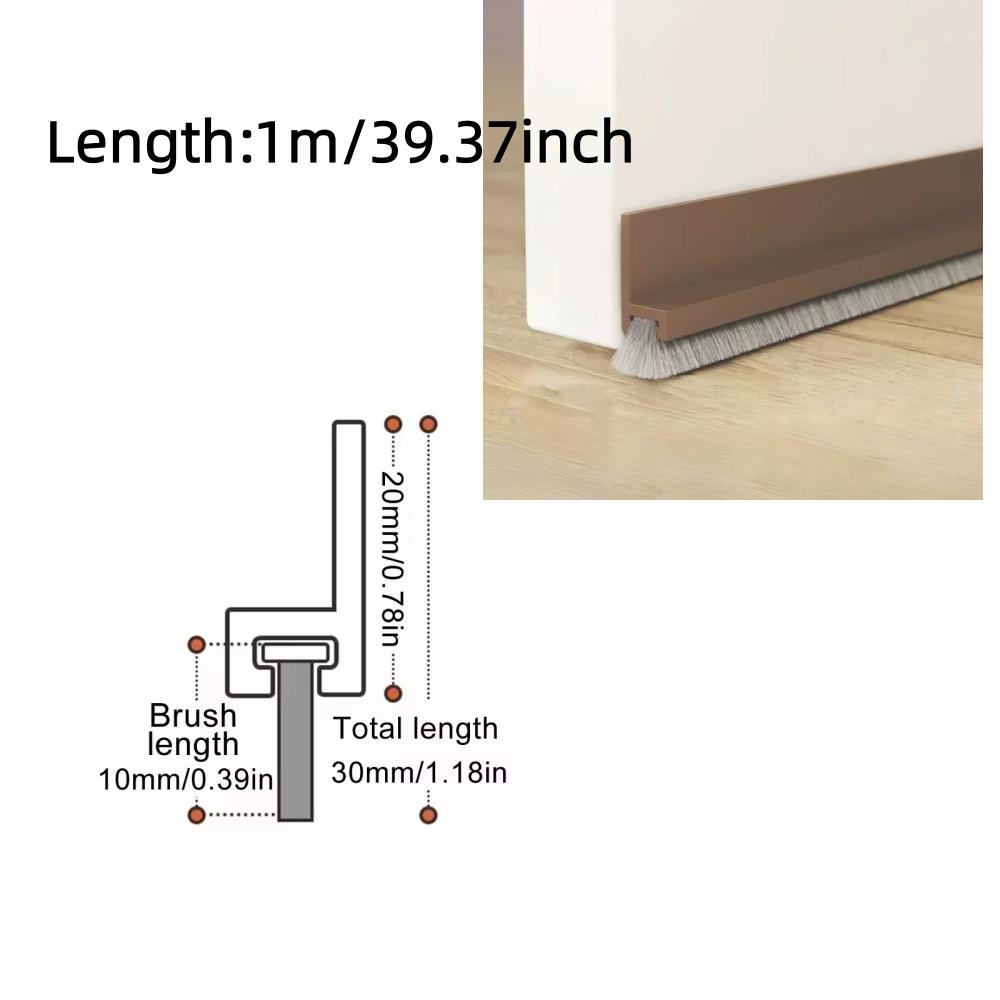 Door Seal Draft Stops With Brush Reduce Noise Rubber Door Sweep Breeze Blocker Insect Proof Dust Proof Sound Proof Seal Strips