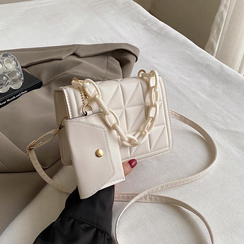 Fashionable Khaki Mini Shoulder Bag Modern Trendy Pu Leather Crossbody Purse белый