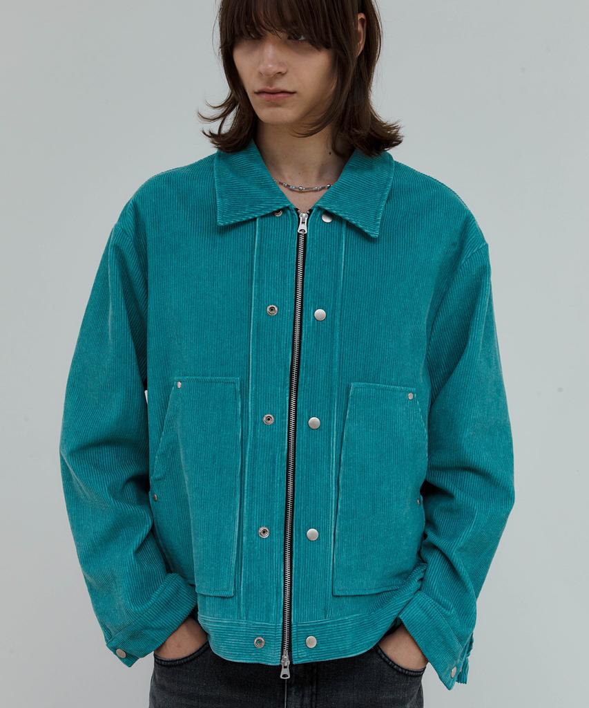 Trip Le Sens Washed Corduroy Double Snap Jacket_Washed Black