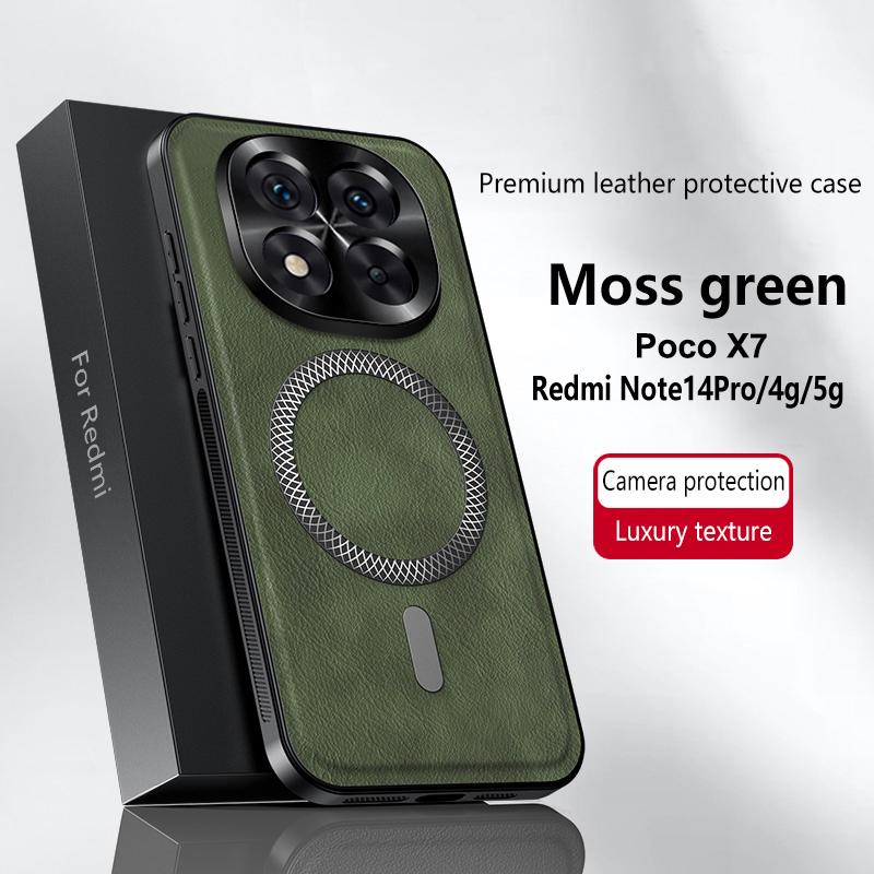 For Redmi Note 14 Pro 4G 5G Case Magnetic Elegant Leather Wear-Resistant Lens Fully Covered Non-Slip Grip Edge Cover Shell