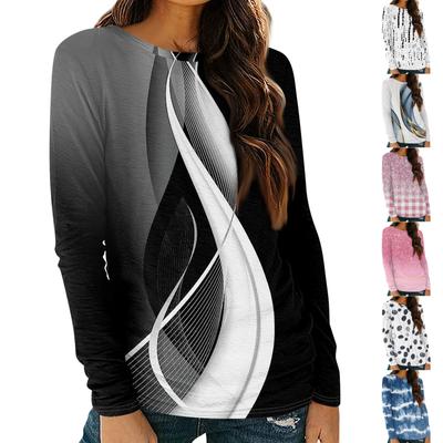 Damen Langarm Rundhals Shirts Basic T-Shirt Casual Top Herbst Trendy Tunika Outfits Taillierte T-Shirts