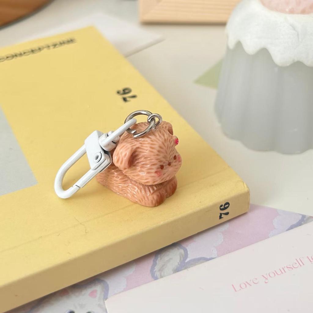 Creative 3D Resin Puppy Keychain - Cute Cartoon Teddy Bag Charm