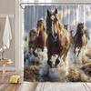 GCTNBJL Horse Shower Curtain Rustic Animal Horse Running River Fall Farmhouse Country Western Brown Bathroom Home Curtain with Hooks,70x70 Inch