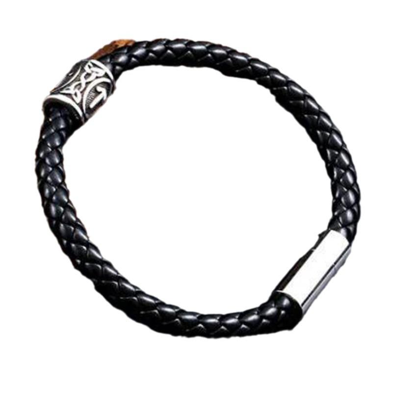 Viking Style Beard Bead Titanium Steel Bracelet With Rune Symbol Men's Personality Accessory