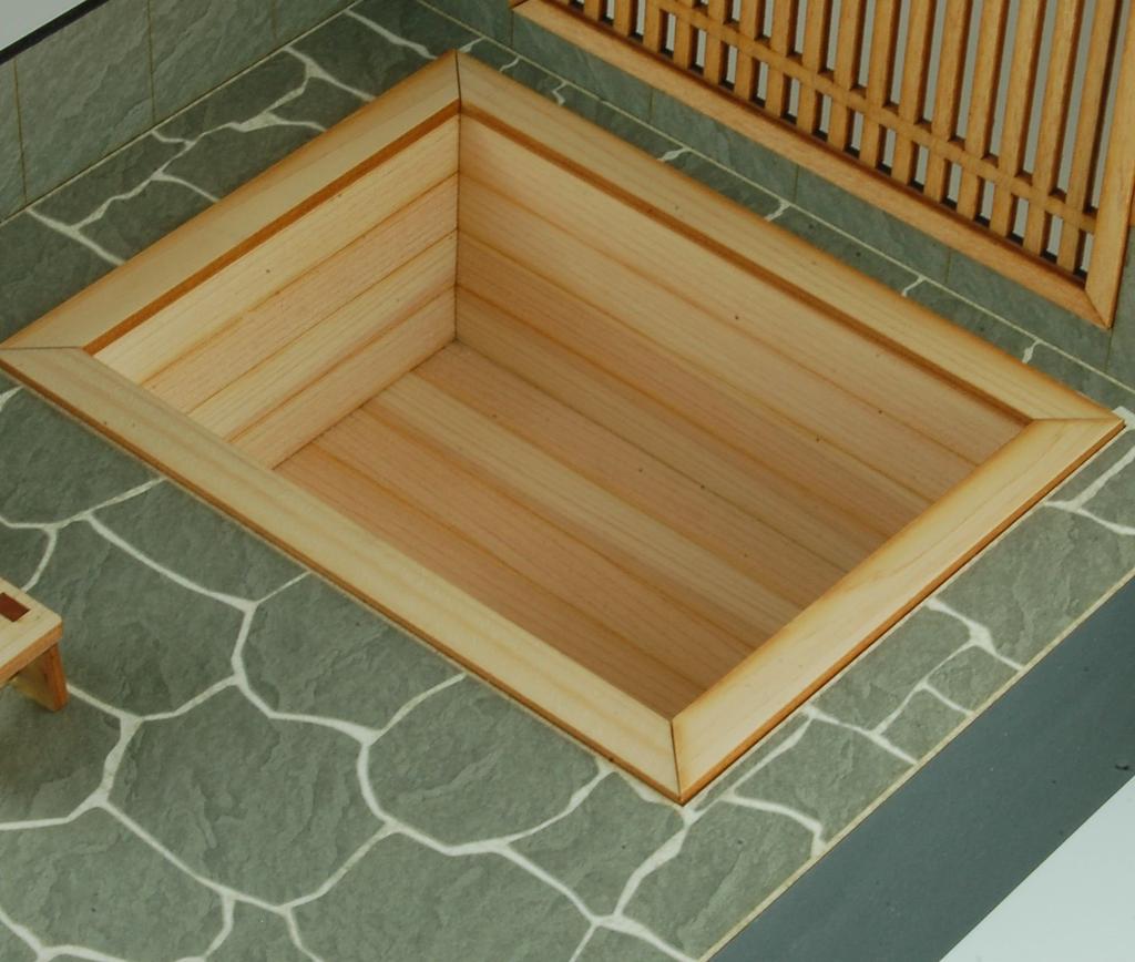Cobaanii Mokei Studio 1/12 Japanese Building Series Cypress Open-Air Bath Wooden Miniature Kit WZ-012 Assembly Kit WZ-012
