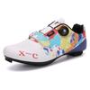 200618 Men's Women's Cycling Shoes Bicycle Lockless Rubber Bottom Road Mountain Lock Leather Surface Rotating Button