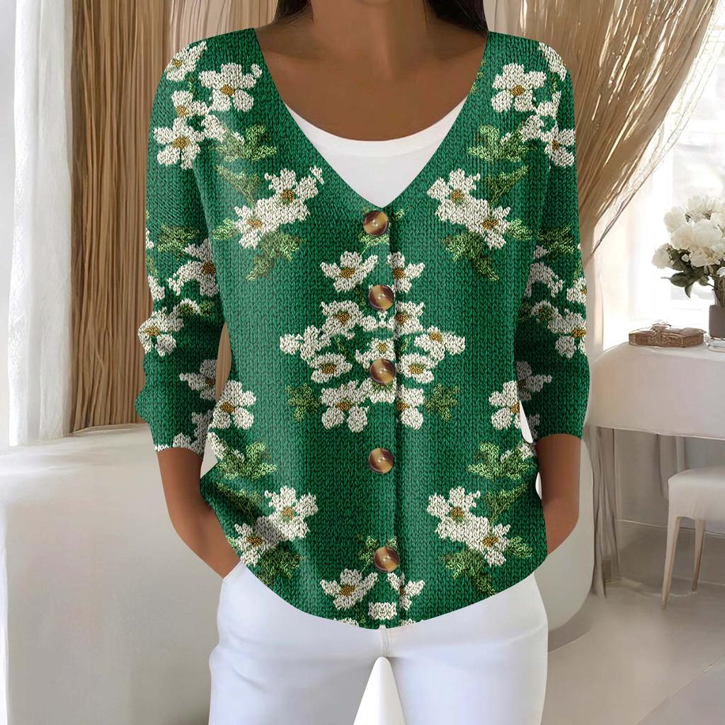 Damenmode Langarm Weihnachten Schneemann Schneeflocke Druck Jacke Strickjacke