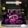 Comforter Violet Rose Golden Skull Pattern 3D Print Halloween Gothic Style Bedding Set With Polyester