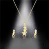 RUI RUI YU New Fashion Ladies Stainless Steel Sleeve Chain Pentagram Pendant Necklace Earrings Set Three-piece Collarbone Chain