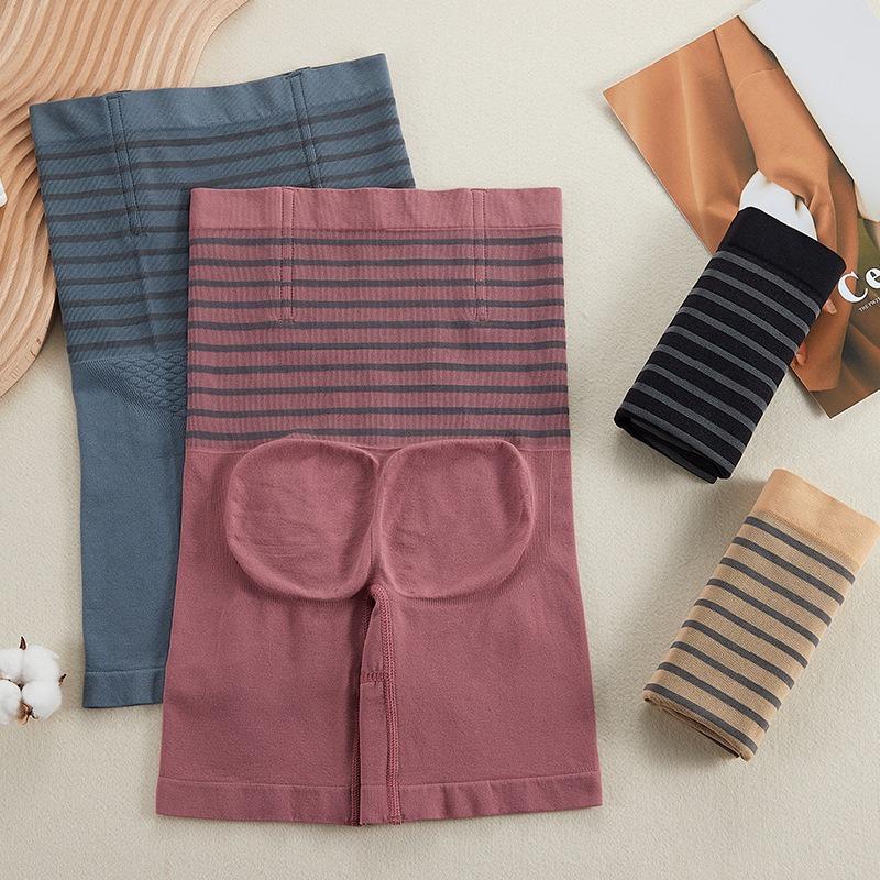 Striped High Waisted Waist Cinching Hip Lifting Pants Shapewear Underwear Perky Buttocks Leggings for Women Panties