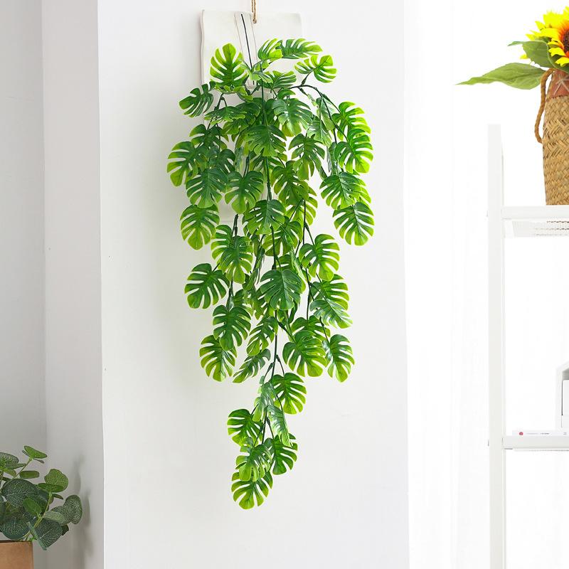 70cm Artificial Turtle Leaf Plants Vine Decoration Green Fake Palm Leaf Hanging Rattan Garland Home Wedding Garden Wall Decor