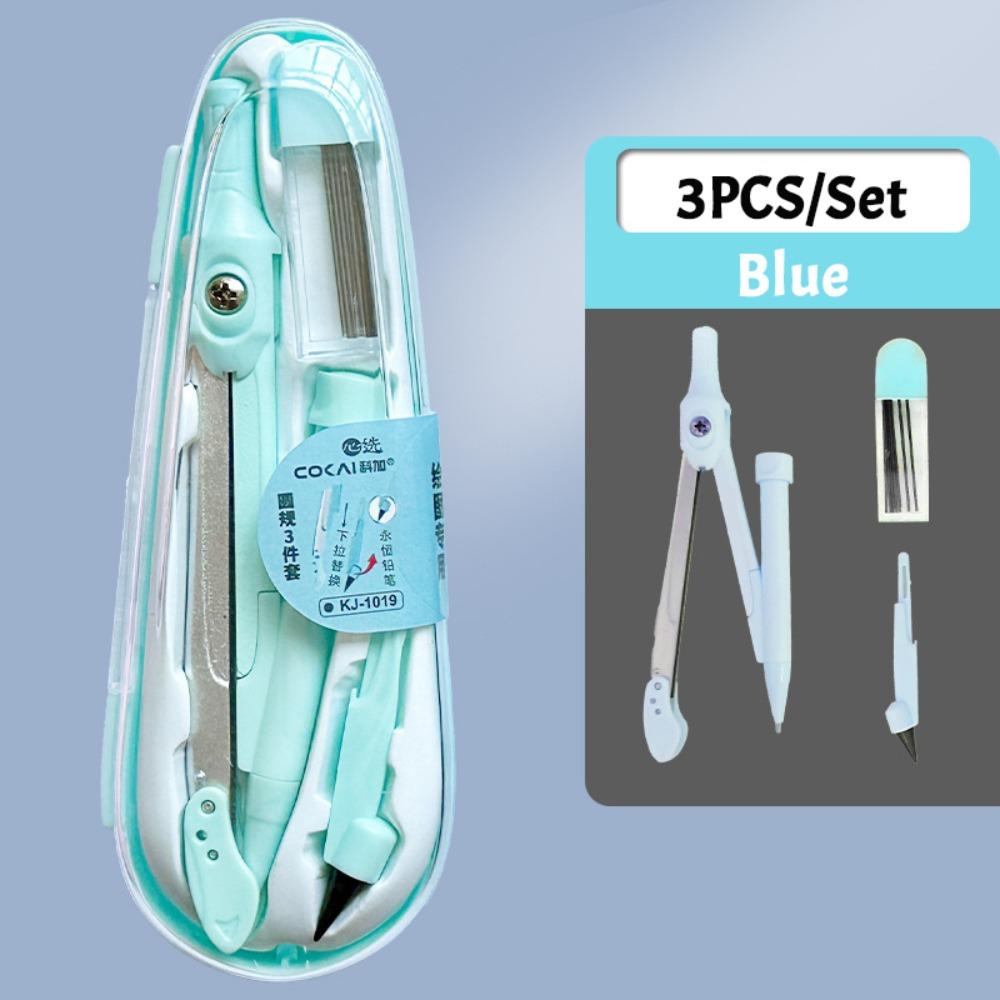 3/9PCS Eraser Pencil Compass Kit Transparent Measuring Ruler Multi-Function Ruler Set  School Office
