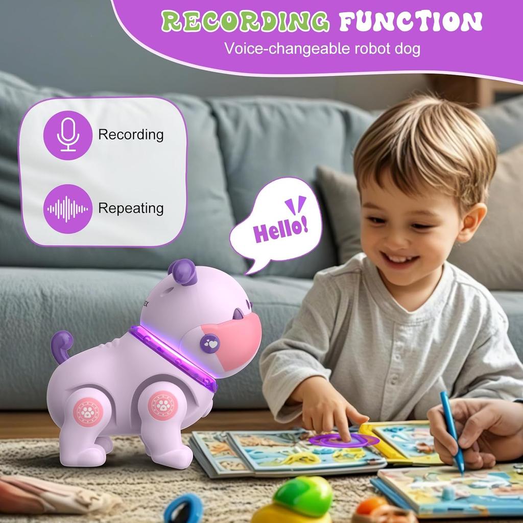 Robot Puppy Toys for Kids,Remote Control Robot Pet,RC Robot Dog With Dancing Music Recording Function,Gift for Toddler Boy Girl