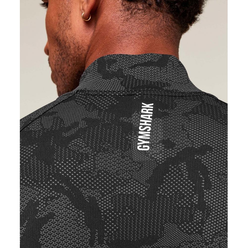 Gymshark Geo Seamless 1 4 Zip Black Charcoal Grey A2b3j Bbf9