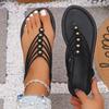 Women'S Bohemian Style Adjustable Ankle Strap Flat Sandals - Open Toe with Beaded Cross Straps, Summer Beach Party Shoes
