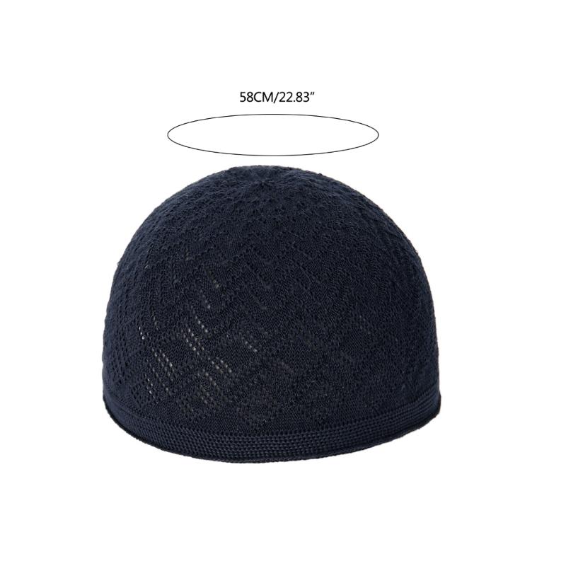 Hollow out Knit Kufi for Adult Teens Muslims Breathable Casual Hat Handmade Hollow out Pray Keep Traditional Pray Hat