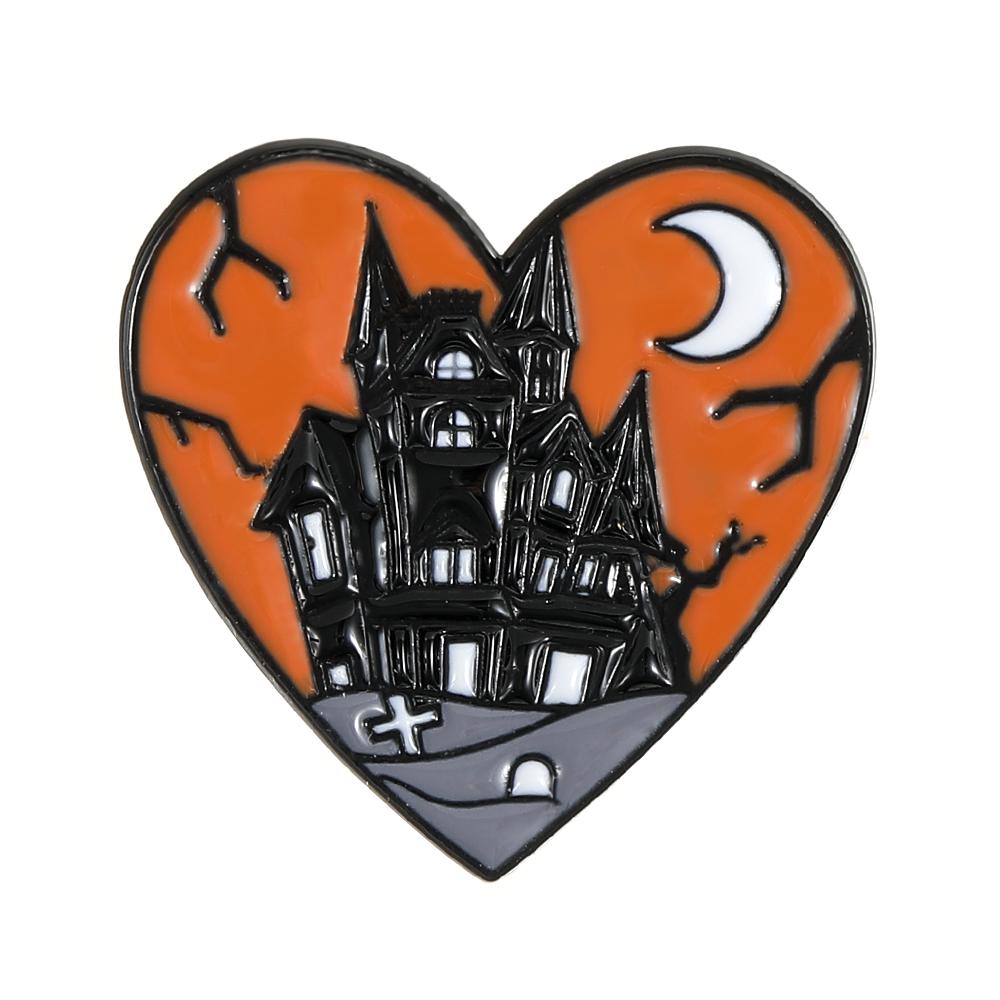 Creative Halloween Jewelry Ghost Collection Heart Brooches Haunted House Skull Pumpkin Head Shaped Pins For Festival Gift