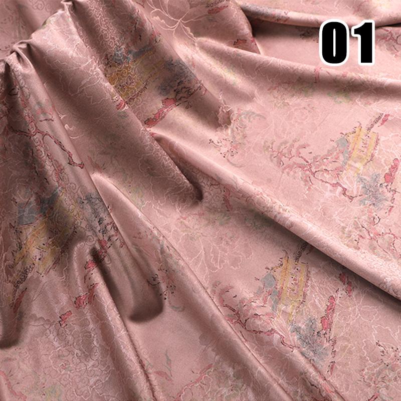 50x150cm High-end Silk-like Fabric Skin-friendly Soft Chinese Style Printed Cheongsam Summer Clothing Hanfu Dress Sewing Fabric