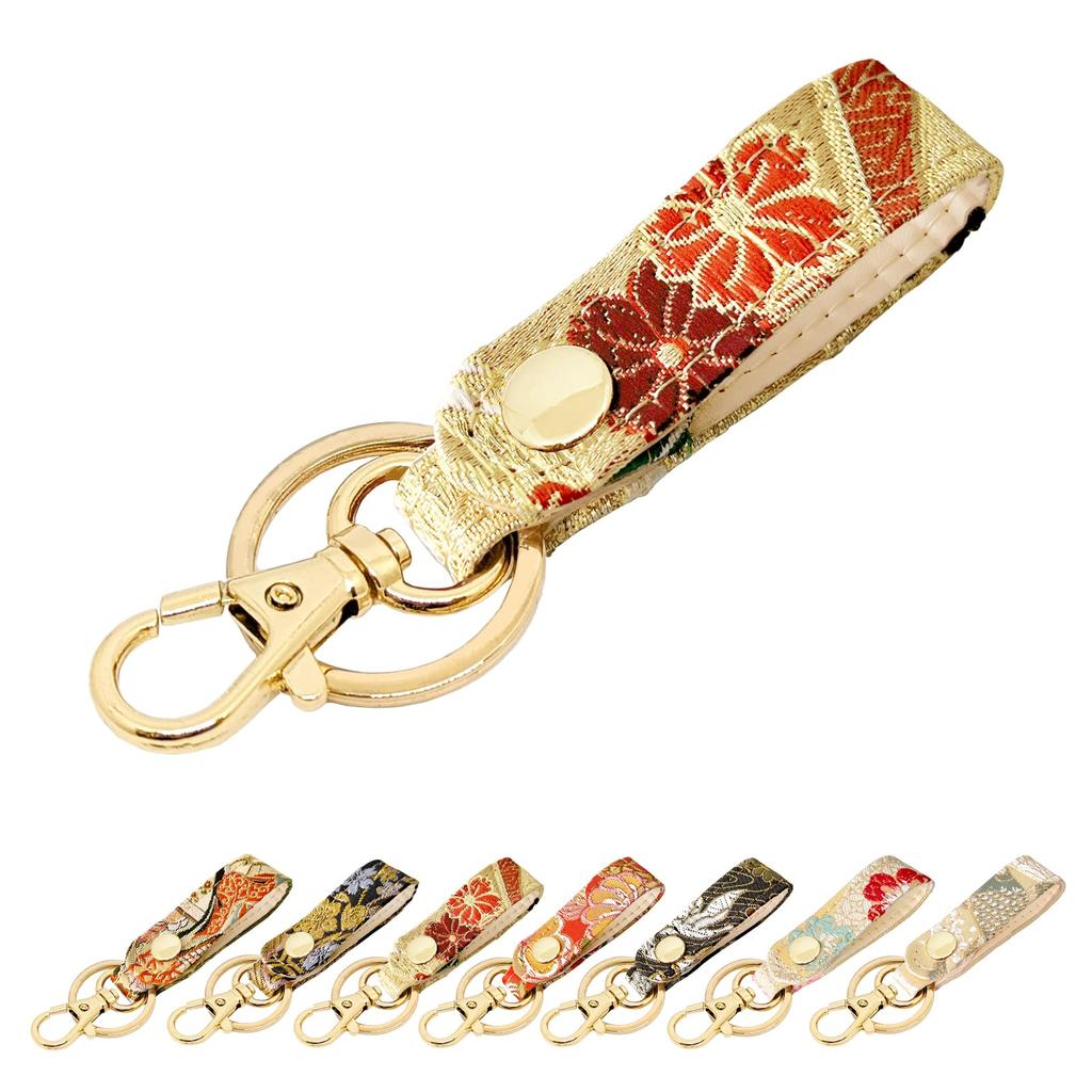 Trend SSS Nishijin-ori Schlüsselanhänger, Damen, Schlüssel-Druckknopf, Gürtel-Stil, Karabinerhaken, Schlüsselanhänger, Taschenanhänger, Herren, Japanischer Stil, Japanisches Brokat,