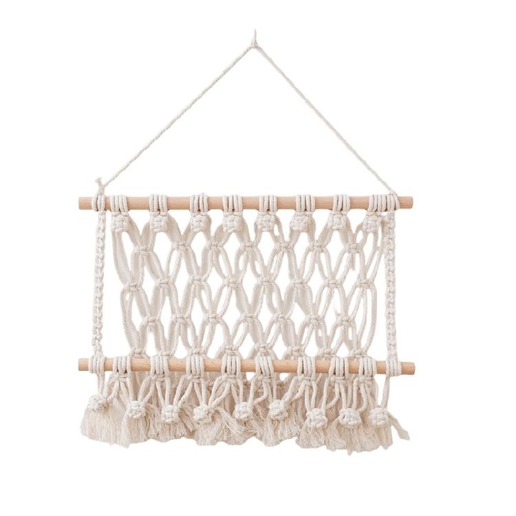 Sturdy Handcrafted Cotton Rope Hangings Book Shelf Storage Rack for Small Items