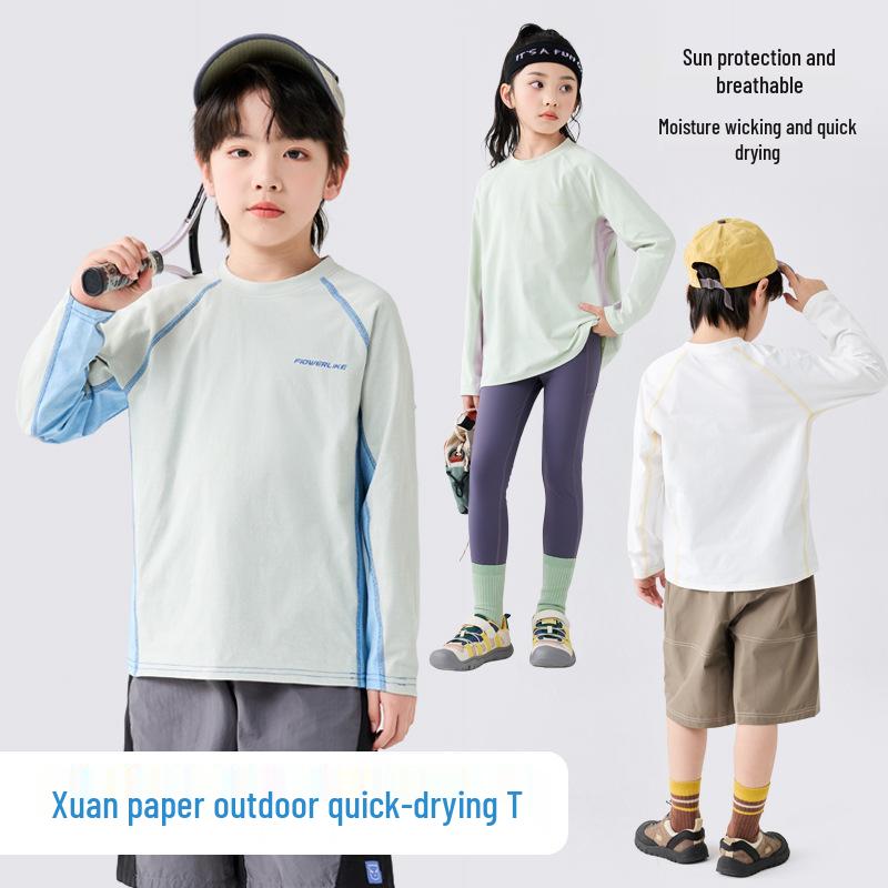 Kinder Quick-Dry Sonnenschutz Langarm-T-Shirt für Laufen & Outdoor-Sport