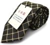 Made In Japan Silk Jacquard Check Pattern for Suits and Business [RACHEL] Necktie, 100% Weave, (Pattern B Olive)