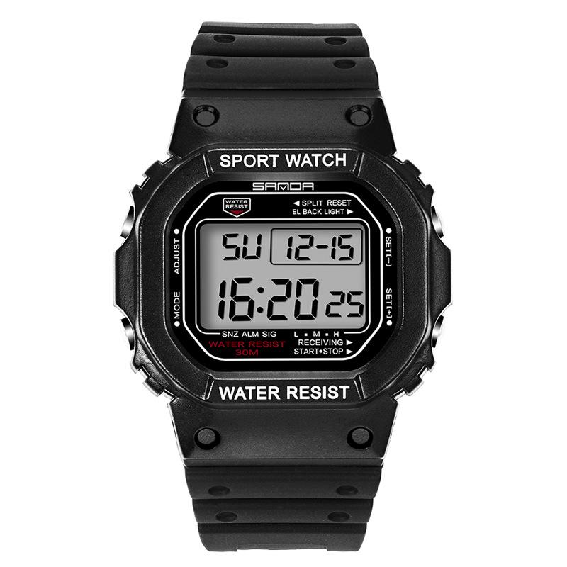 Sanda Square Multifunctional Waterproof Luminous Sports Watch for Men & Women - Fashionable Student Wristwatch