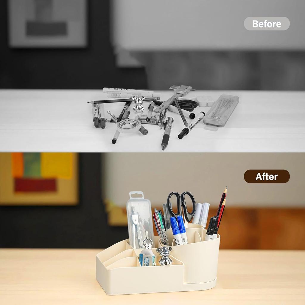 360 Degree Rotating Desk Organizer, Desk Pencil Pen Holder, Desktop Storage Pen Organizers Stationery Supplies for Office