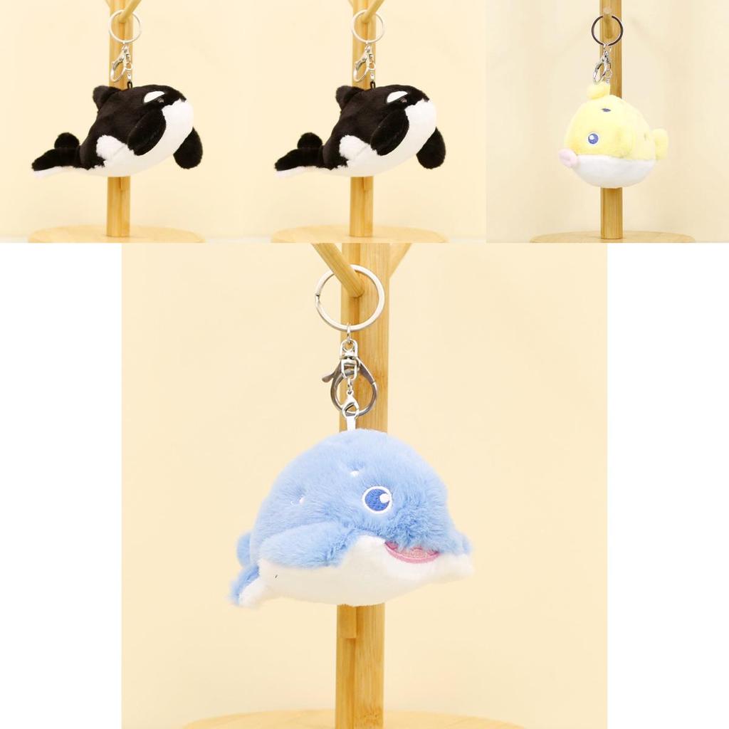 Soft Marine Animal Plush Toy 12cm Whale Dolphin Shark Keychain Gift