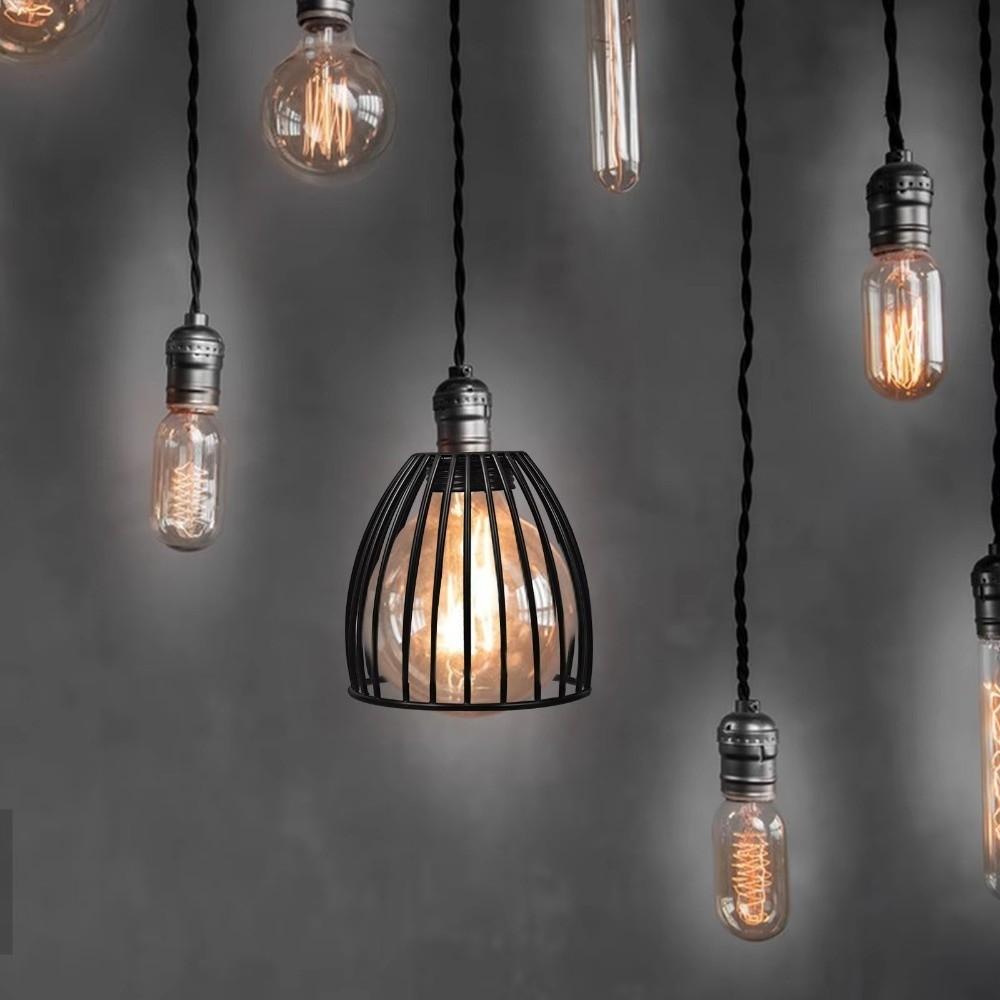 Iron Bird Cage Lampshade Black/Silver Drum Shades Chandelier Light Bulb Cage Cover Home Decor
