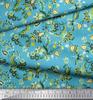 Soimoi Japan Crepe Satin Fabric Leaves & Floral Artistic Decor Fabric Printed Metre 42 Inch