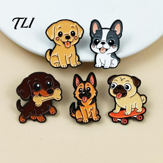 Hund Broschen Pin Cartoon Emaille Brosche, Legierung Welpen Revers für Männer Frauen, Mini Dekoratives Abzeichen Kleidung Tasche Hut Schal Anzüge