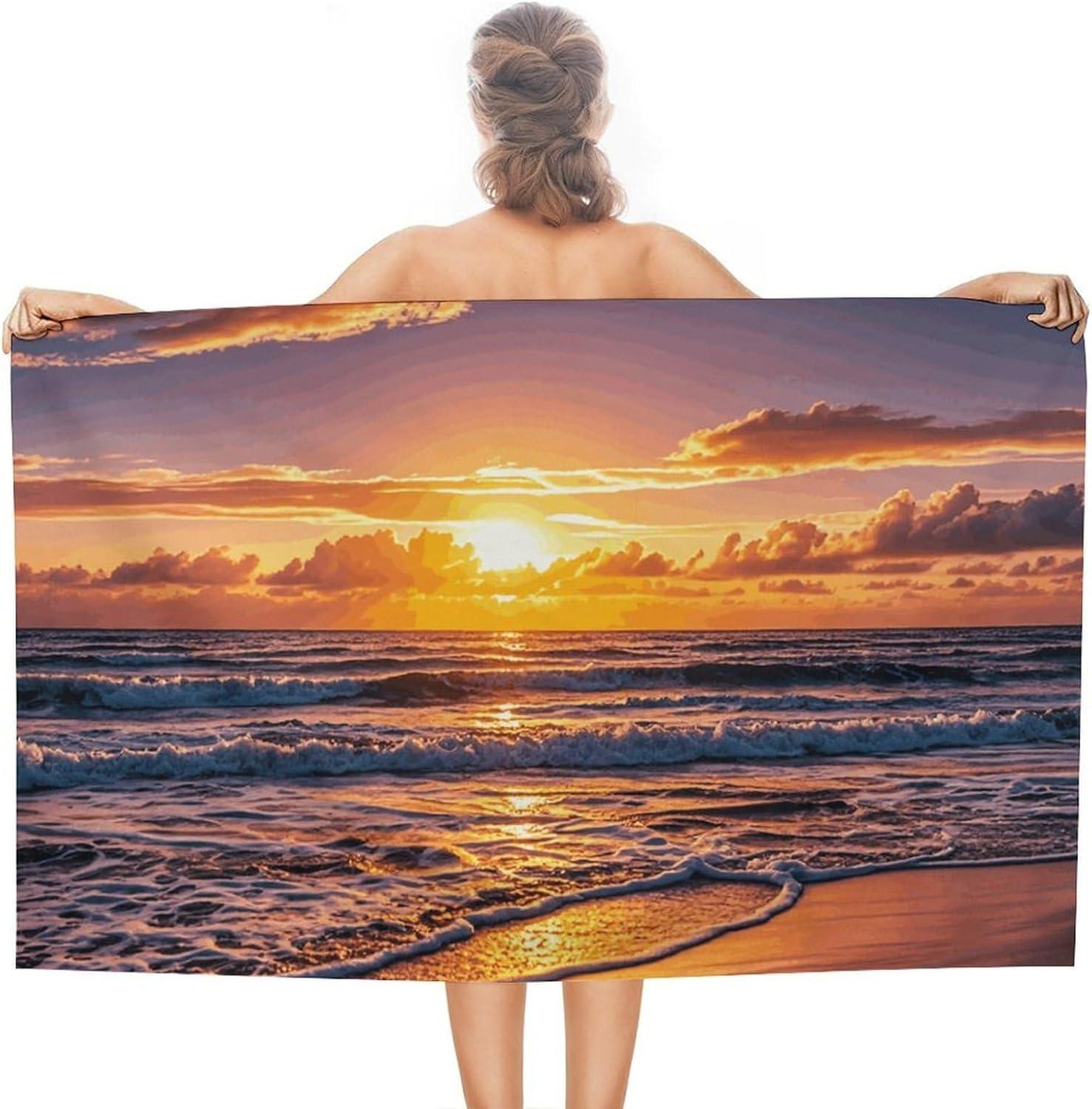 

Gifts Beach Towel Sunrise pattern for Mom Festival gifts Towel Quick-Dry Beach Towel For Yoga Tourism Beach GYM Camping Swimming W30*H60(CM)