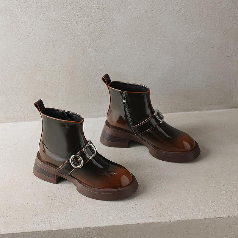 Fashion AIYUQI Women's Ankle Boots Vintage 2025 New Thick Heel Cowboy Boots For Women Large Size Round Toe Female Biker Boots