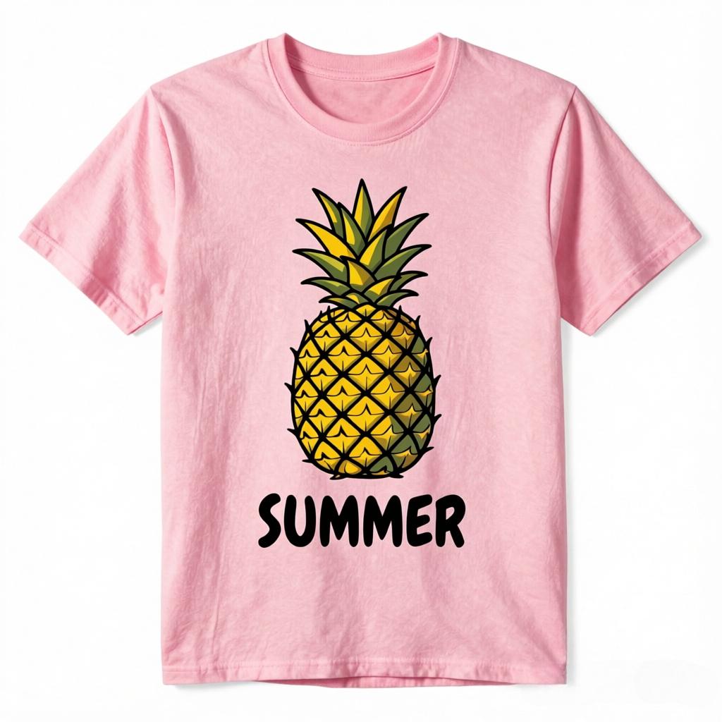 Summer Cartoon Pineapple Print Tshirt Unisex Unisex Casual Cotton Tee Short Sleeve Tropical Fruit Graphic Unisex Tops