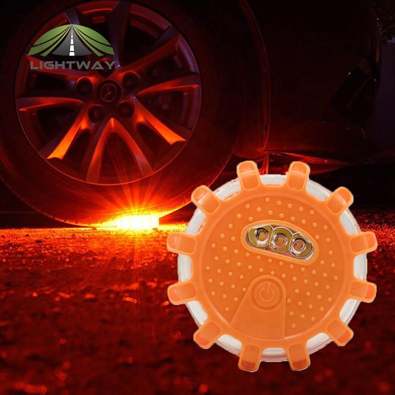 China Flashing Mini Red Led Warning Light Mini Flashing Warning Round Led Road Safety Flare Light Battery type