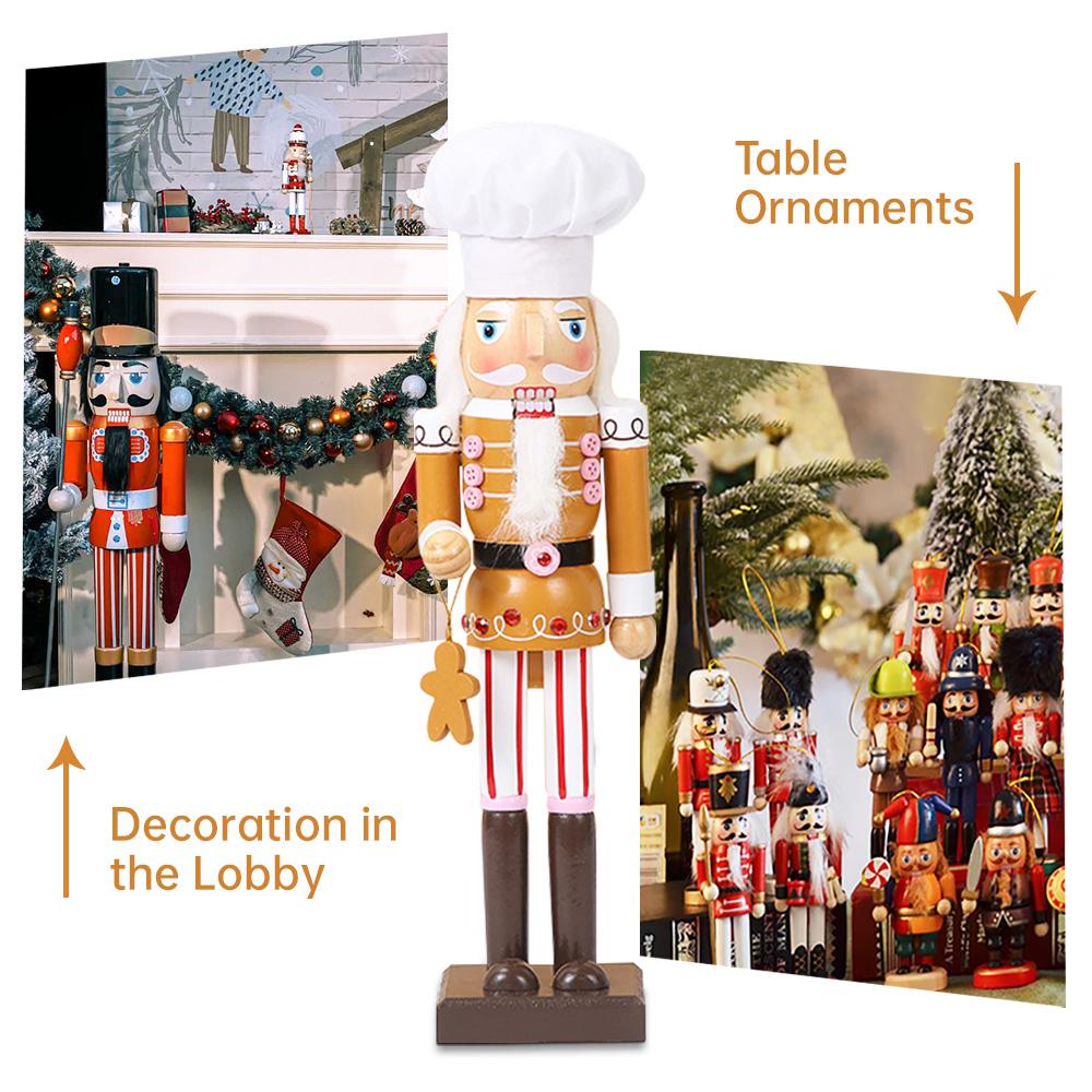 35cm/38cm Weihnachtsnussknacker Holz-Lebkuchenmann-Marionette Kreative Keks-Puppe Handwerkskunst Feiertagsgeschenk Haus-Büro-Dekoration