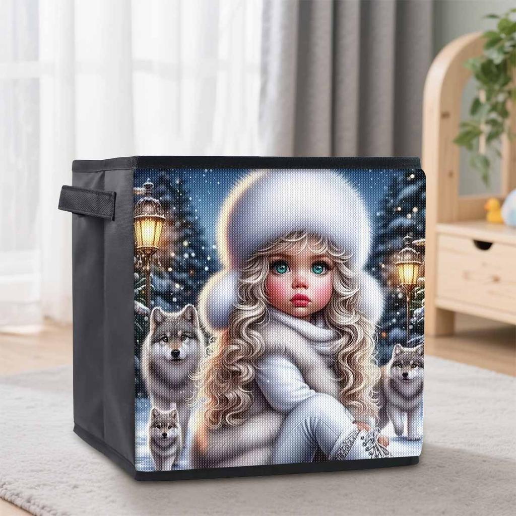 A Naive Girl 5D Diamond Painting Storage Basket Full Round Drill Mosaic Diamond Embroidery Cross Stitch Kits Home Decor Home Decor