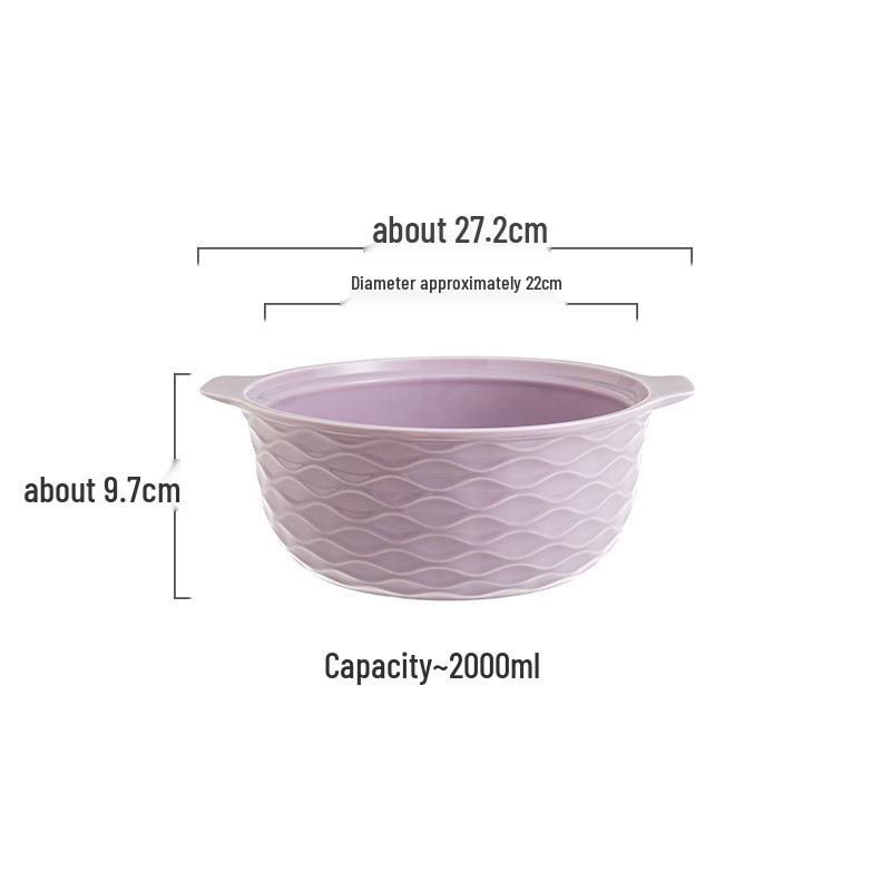 Ceramic Double-Handled Large Soup Bowl with Lid - High-End Design, Ideal for Home Use, Sauerkraut Fish, and Commercial Soups.