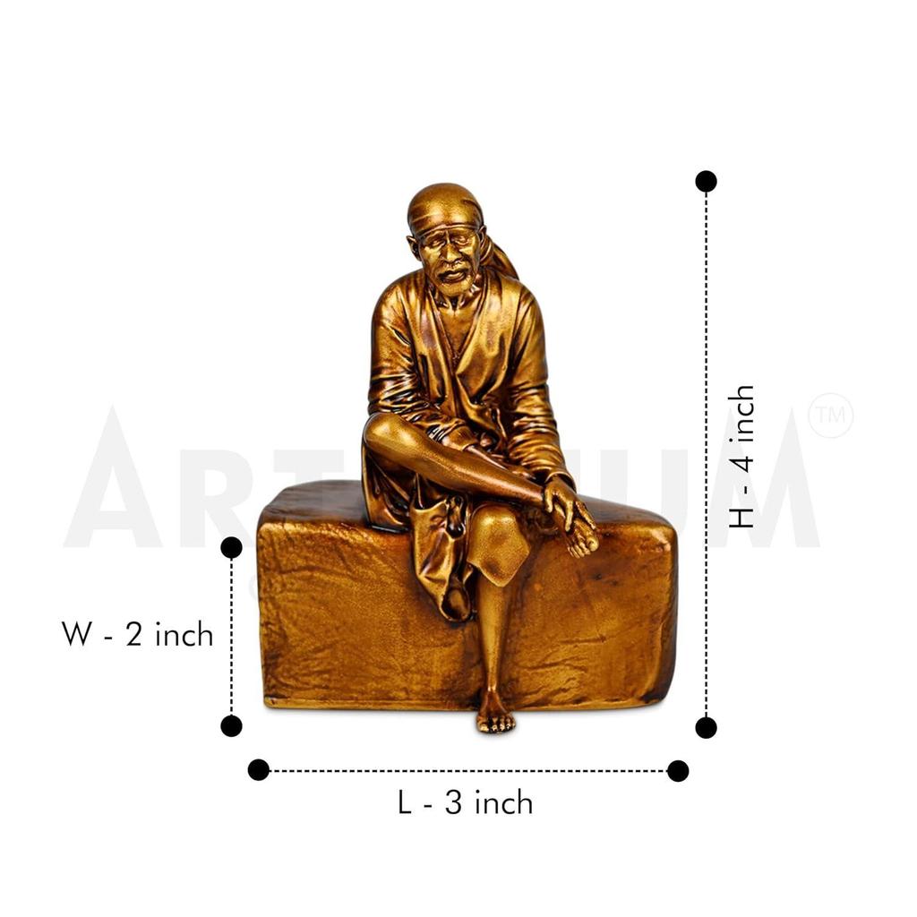 Shirdi Sai Baba Idol für Auto-Armaturenbrett und Wohndekoration, Antike Sai Baba Murti Statue, Spirituelle Götterfigur für Puja-Raum, Mandir, Einweihungsparty