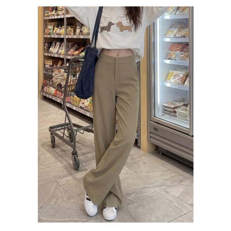 Women High Waist Wide Leg Casual Suit Trousers Petite Fit