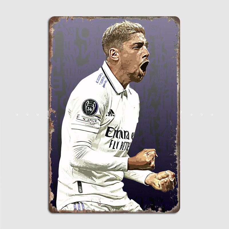 

Federico Valverde soccer Player Metal Poster Sign Football stadium Garage Club Vintage Bar Wall Room Decoration Home Decor 7.9x11.8In(20x30cm)