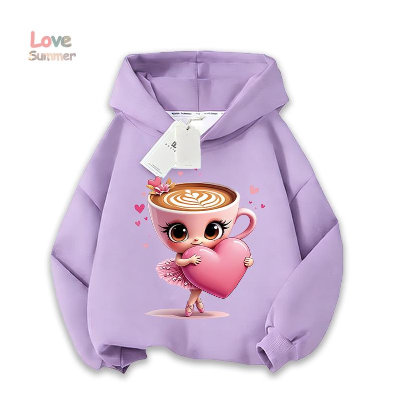 Italienisches Gehirnfäule Herz Cappuccino Ballerina Hoodie Druck Lässig Langarm Dünner Pullover Tragen Niedliche Grafik Bequemes Material