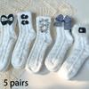 10 Pairs of WOMEN'S Cotton Socks, Casual Breathable Short Socks, and Girls' Cartoon Bear Low Cut Ankle Boat Socks