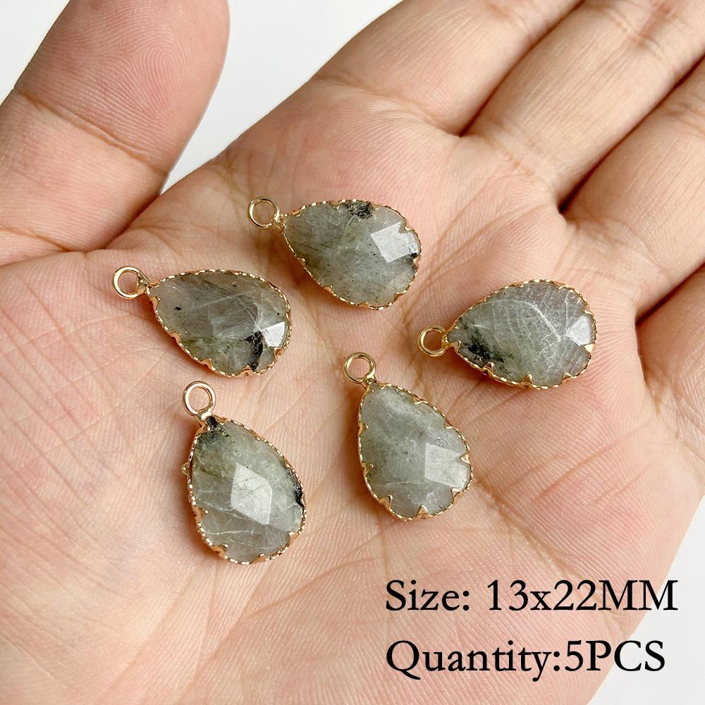 Natural Flash Labradorite Stone Charm Pendant Healing Semi-precious Stone Connector for Jewelry Making Necklace Accessories Gift