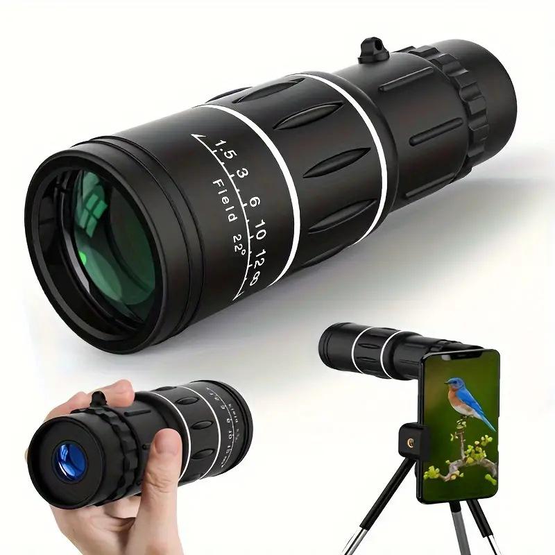 16x52 HD Dual-Adjustment Straight-Barrel Outdoor Monocular Telescope