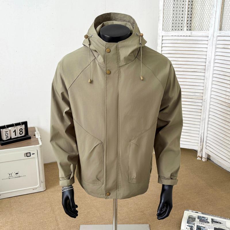 Men's Windproof Hooded Jacket - Spring/Autumn Casual Loose Fit in Solid Colors