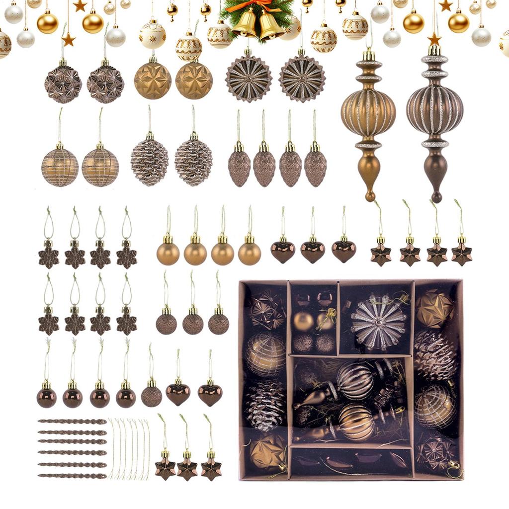 53 Peças Decorações de Árvore de Natal de Outono Bolas Inquebráveis Marrom Cobre Dourado Enfeites de Natal Para Colheita de Outono Inverno